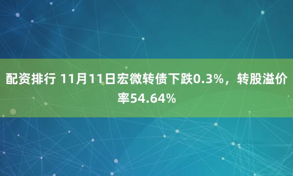 配资排行 11月11日宏微转债下跌0.3%，转股溢价率54.64%